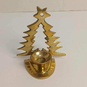 Vintage Brass‎ Christmas Tree Candle Holder Holiday Decoration Decor